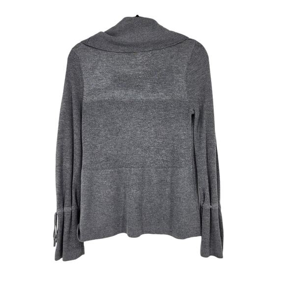 Anthropologie Moth Women's Gray Funnel Neck Tie Sleeve Detail Sweater Size Small - Picture 6 of 6